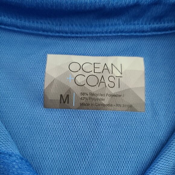 Ocean Coast boys blue short sleeve 3/4" button down lightweight collared shirt M - Picture 8 of 10